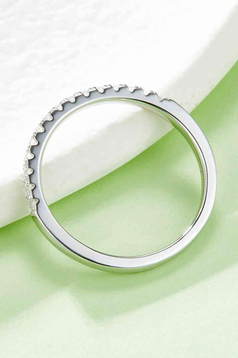Moissanite Platinum-Plated Half-Eternity Ring - Clothes For Her Online Store