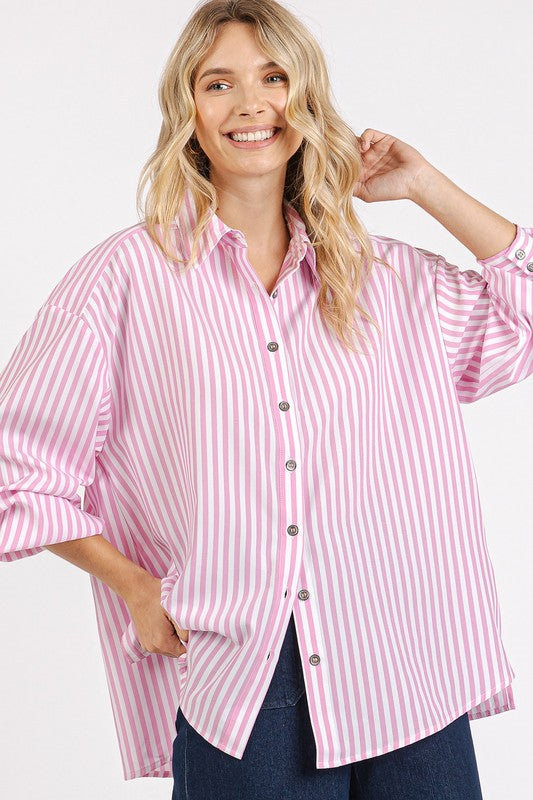 Mittoshop Button Down Striped Long Sleeve Shirt - Clothes For Her Online Store