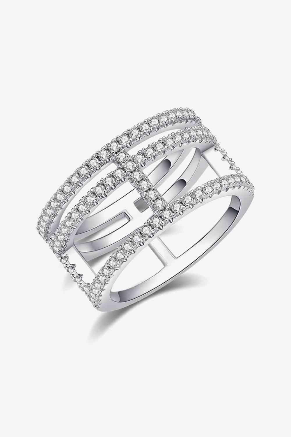 Adored Moissanite Cutout Wide Ring - Clothes For Her Online Store
