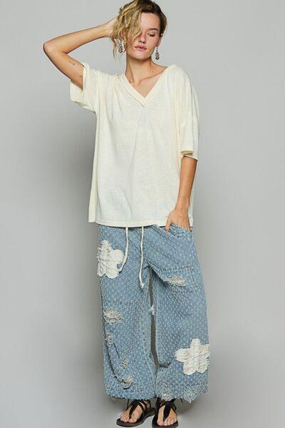 POL V-Neck Half Sleeve T-Shirt - Clothes For Her Online Store