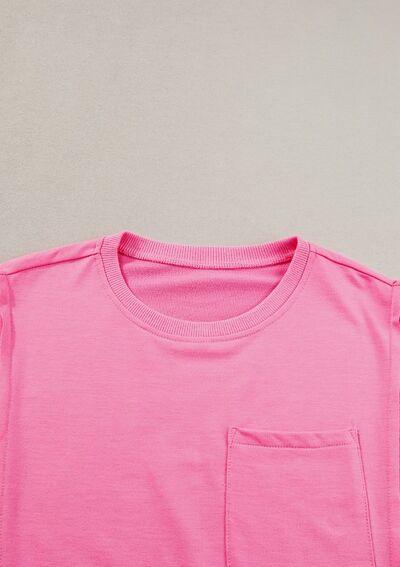 Exposed Seam Side Slit Round Neck Top - Clothes For Her Online Store
