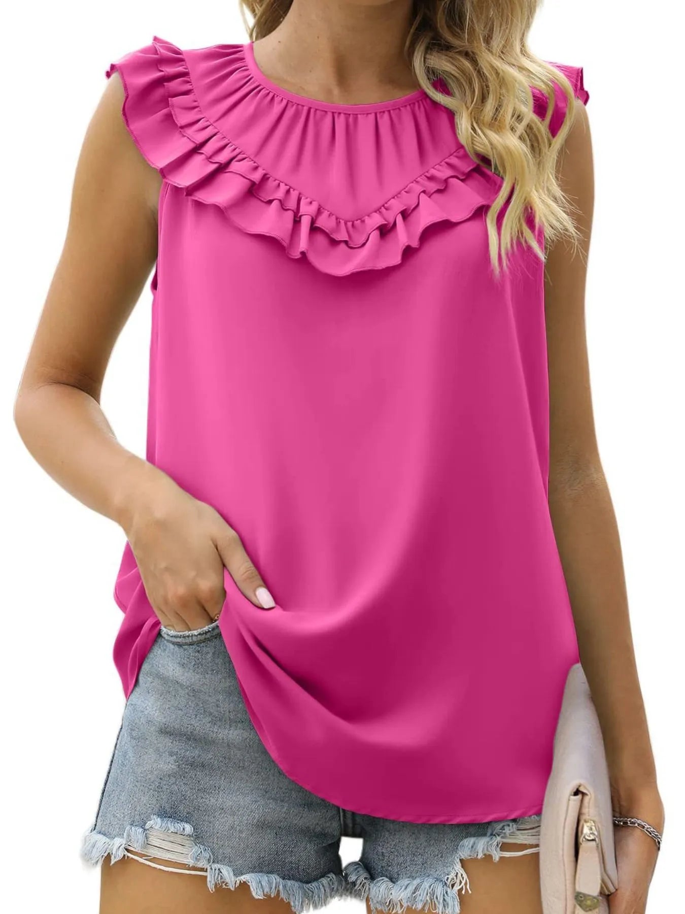 Ruffle Round Neck Blouse