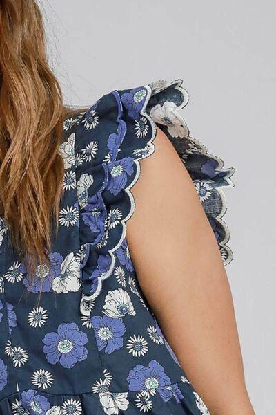 Umgee Full Size Floral Print Peplum Top Plus Size - Clothes For Her Online Store