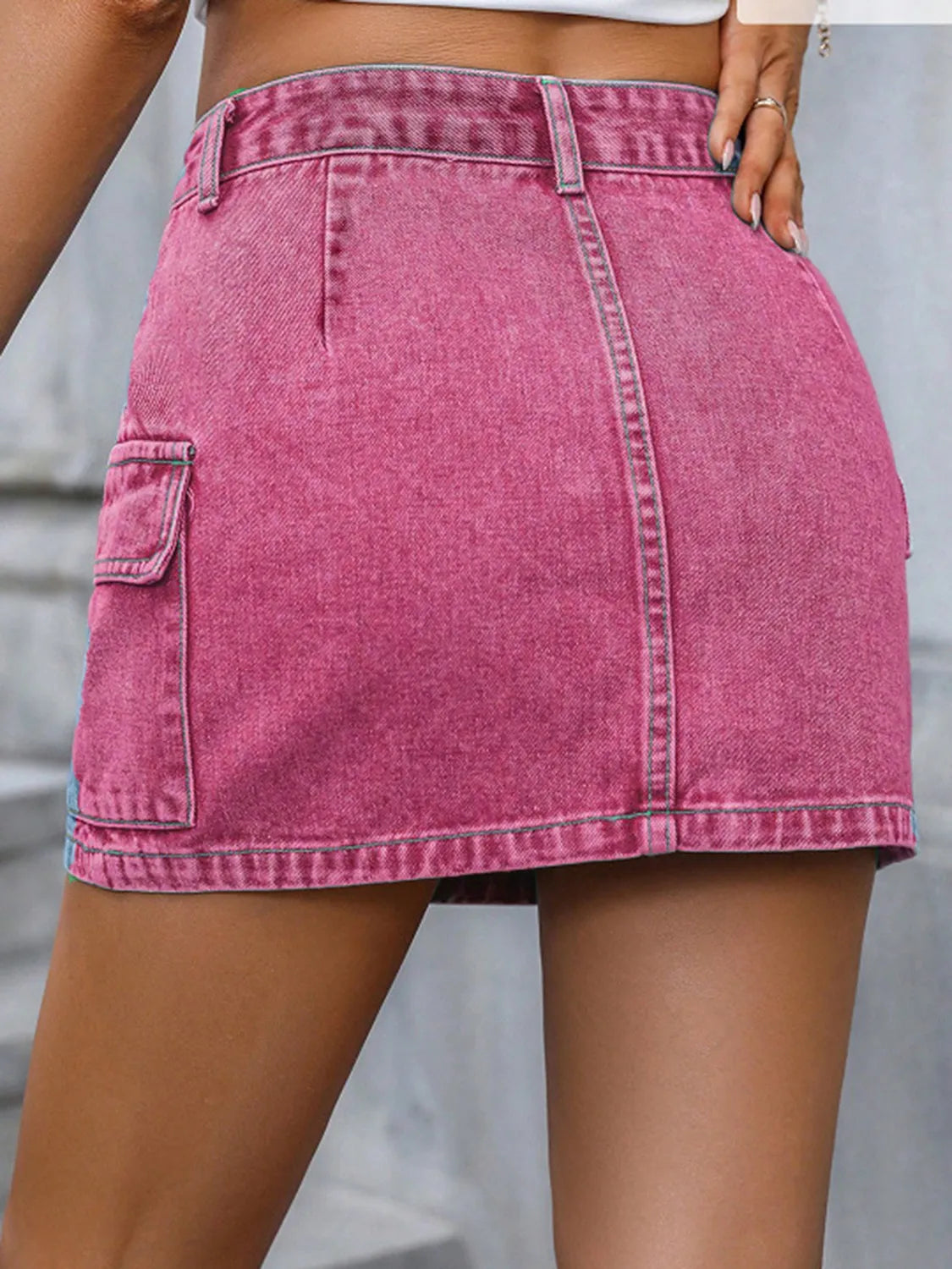 Pocketed Denim Mini Skirt