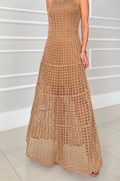 Hollowed-Out Sleeveless Maxi Dress - Clothes For Her Online Store