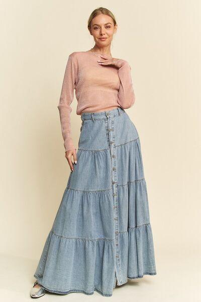 Davi & Dani Glitter Mesh Lettuce Hem Long Sleeve Top - Clothes For Her Online Store