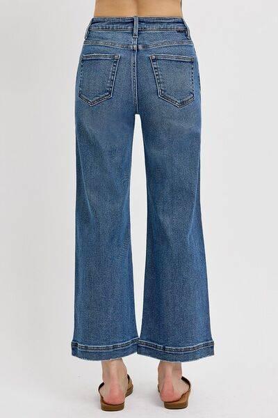 RISEN Full Size High Rise Crop Wide Leg Front Yoke Detail Jeans Plus Size - Clothes For Her Online Store
