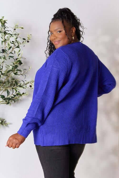 Zenana Full Size Waffle-Knit Open Front Cardigan - Clothes For Her Online Store