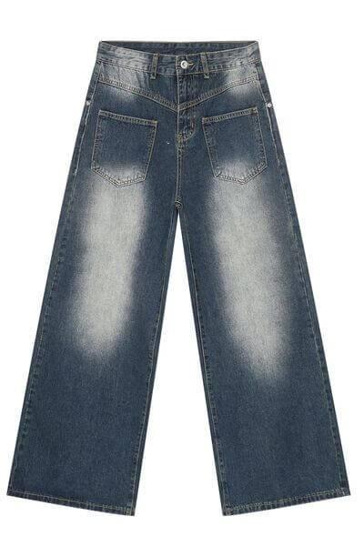 Wide Leg Jeans with Pockets - Clothes For Her Online Store