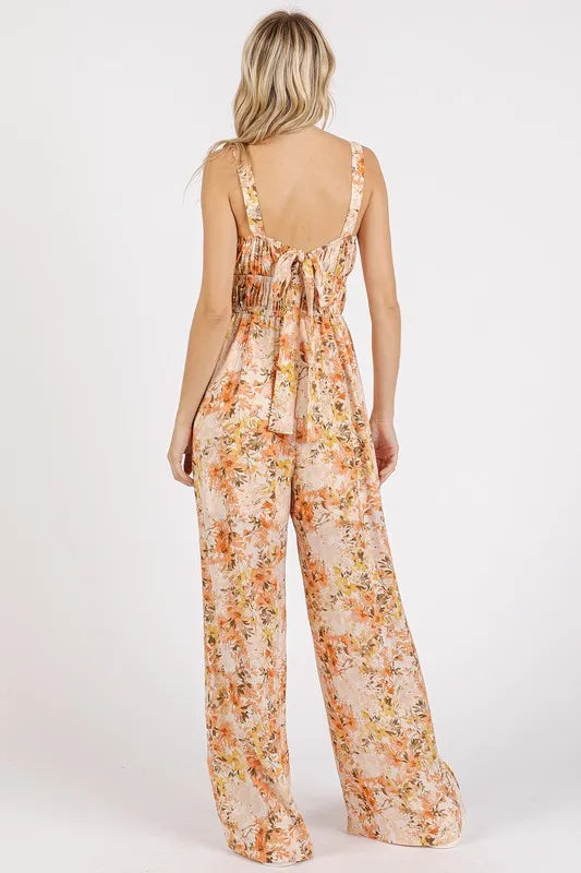 Mittoshop Flower Print Gathered Bust Sleeveless Jumpsuit - Clothes For Her Online Store