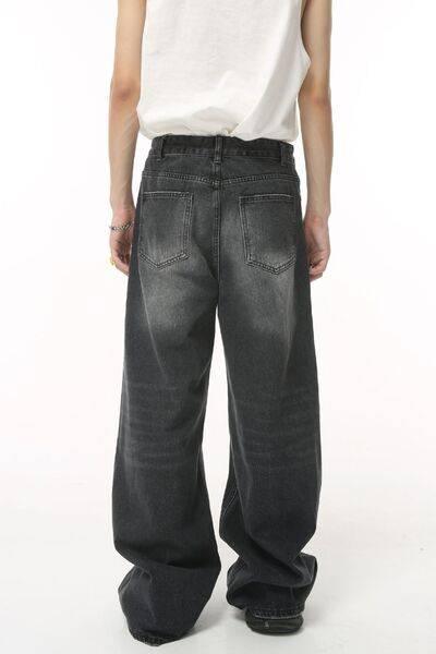 Pocketed Wide Leg Jeans - Clothes For Her Online Store