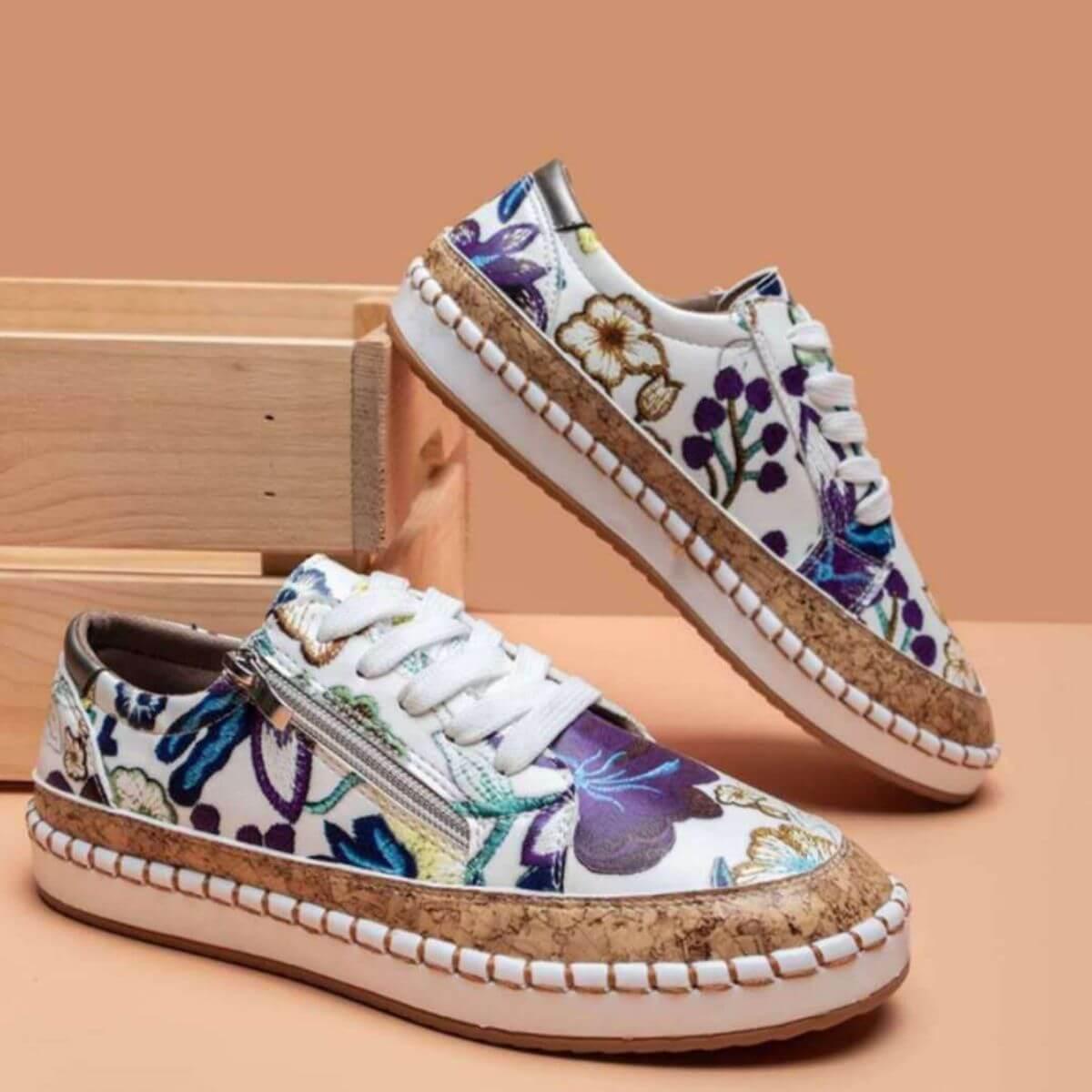 PU Leather Round Toe Flats Sneakers - Clothes For Her Online Store
