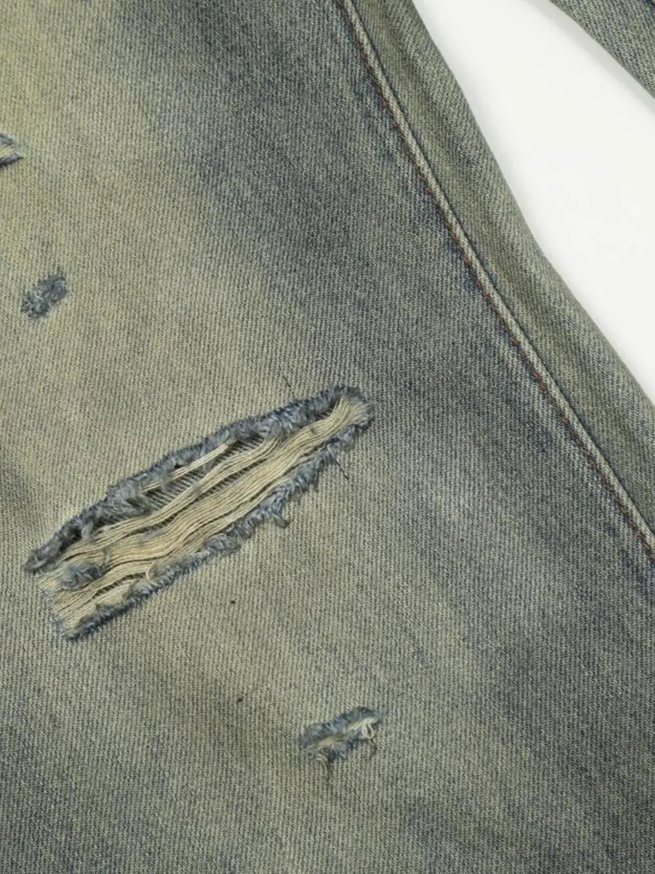 Men's Distressed Slim Bootcut Washed Jeans