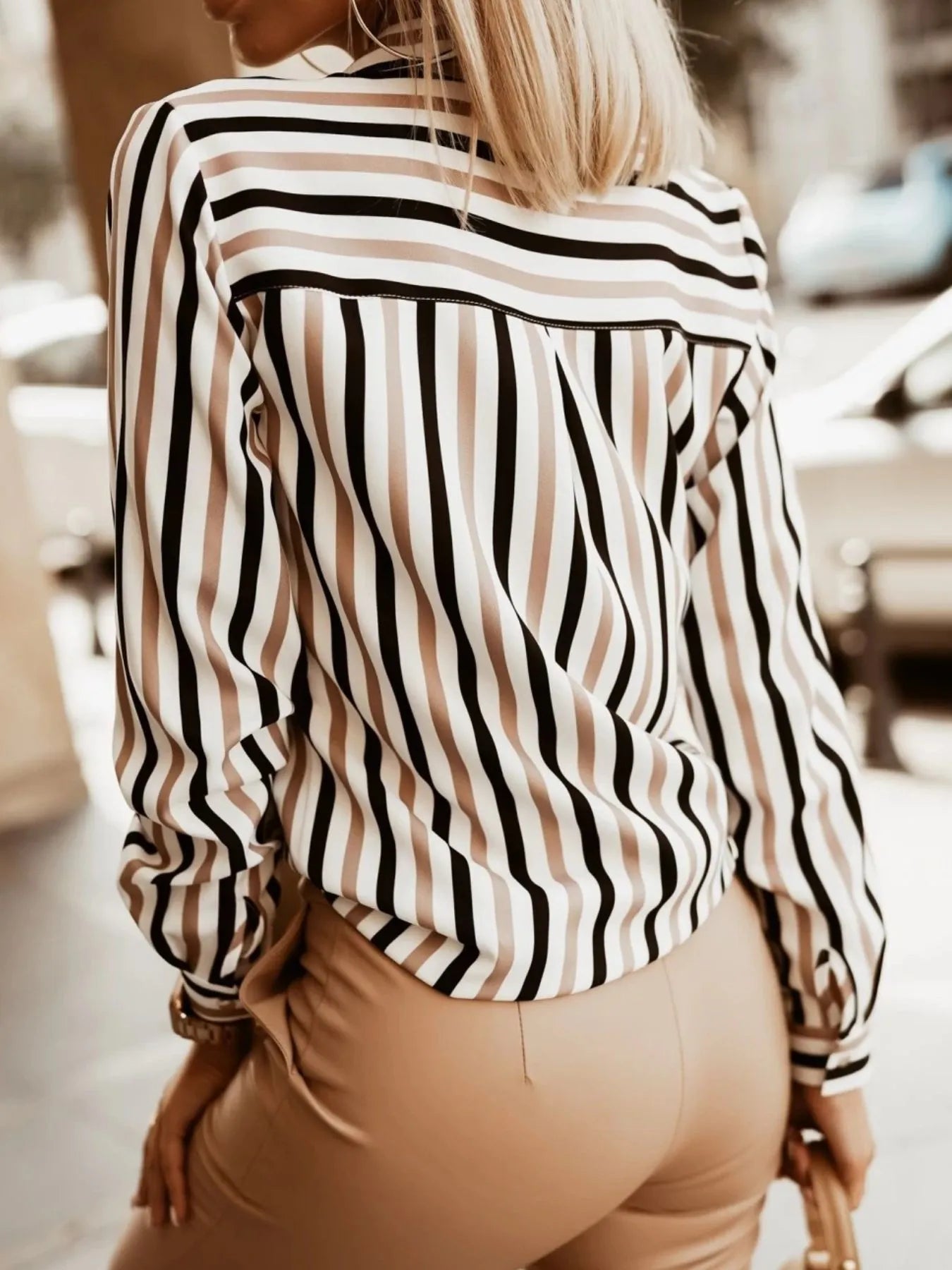Striped Button-Down Long Sleeve Shirt