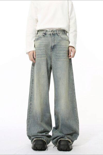 Wide Leg Jeans with Pockets - Clothes For Her Online Store