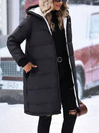 Plus Size Zip Up Hooded Winter Coat - Clothes For Her Online Store