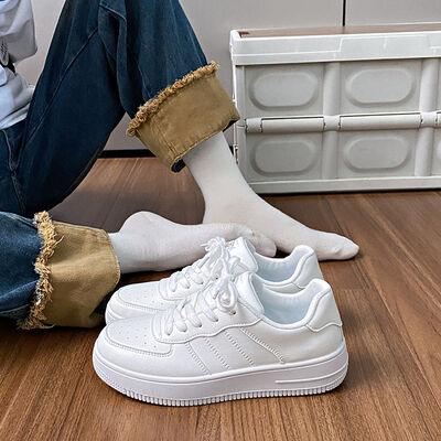 Lace-Up Round Toe Platform Sneakers - Clothes For Her Online Store