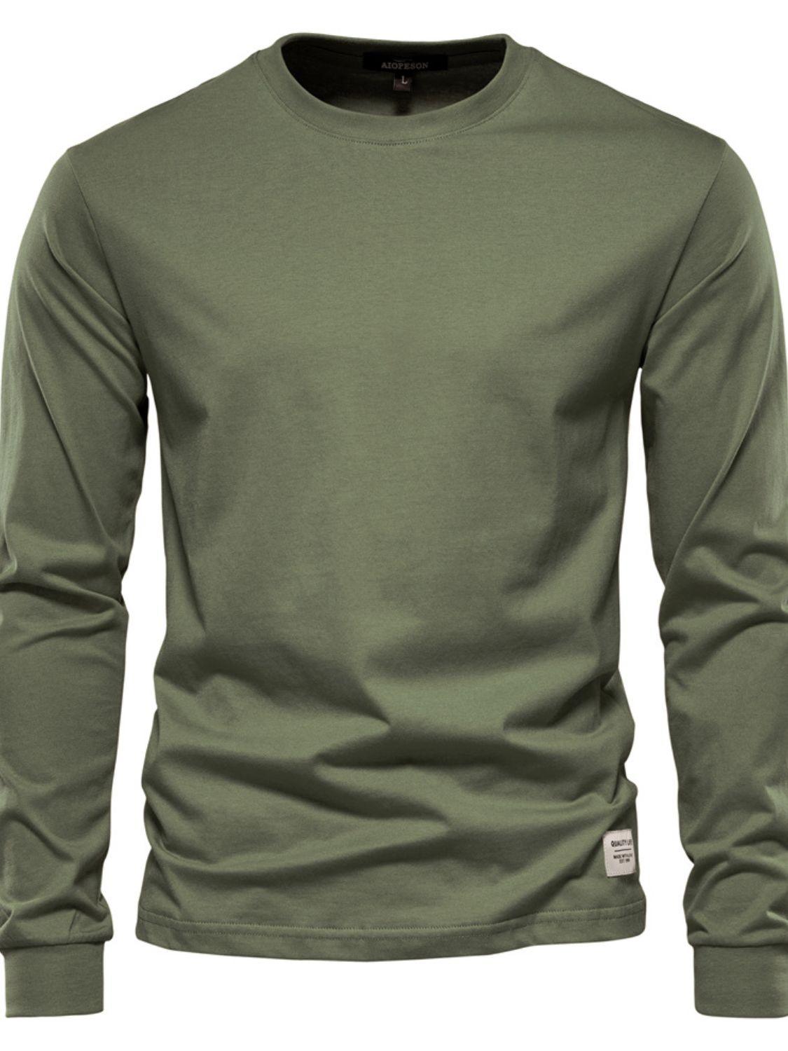 Men's Full Size Round Neck Long Sleeve T-Shirt Plus Size - Clothes For Her Online Store