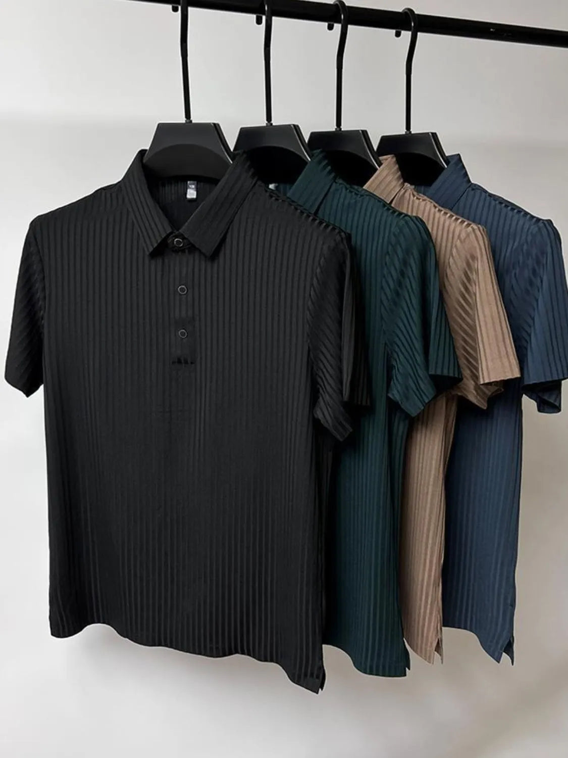 Men's Full Size Button Detail Short Sleeve Polo Plus Size