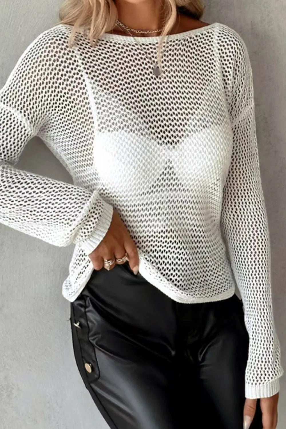 Twisted Backless Round Neck Knit Cover Up