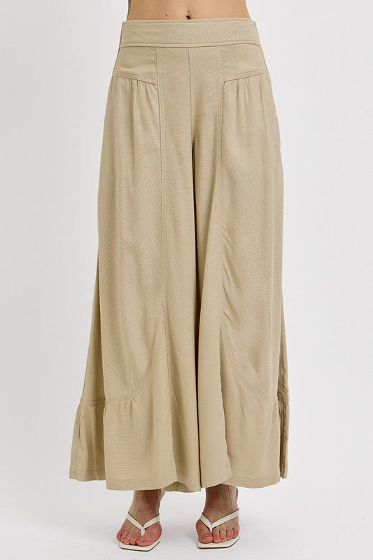 RISEN Shirring Detail Wide Leg Pants - Clothes For Her Online Store
