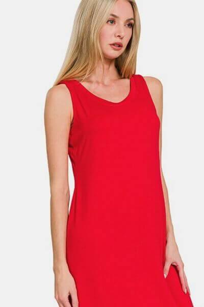 Zenana Scoop Neck Wide Strap Tank Dress - Clothes For Her Online Store