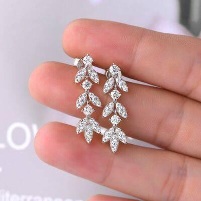 925 Sterling Silver Moissanite Leaf Earrings - Clothes For Her Online Store
