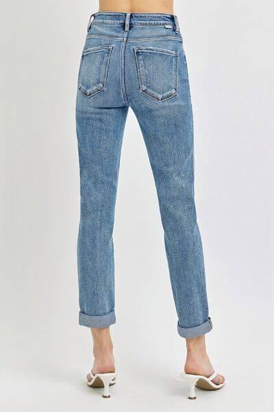 Risen Full Size High Rise Cropped Roll Up Jeans - Clothes For Her Online Store