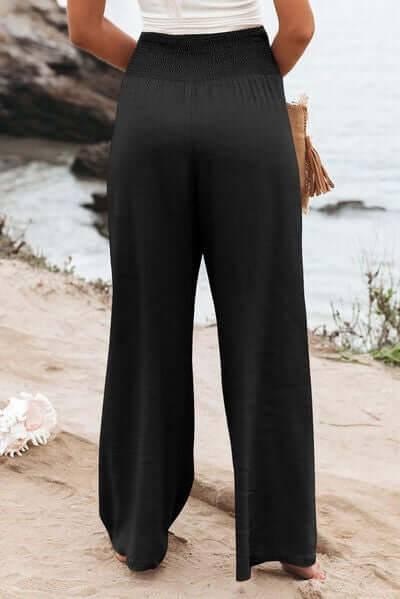 Plus Size Smocked High Waist Wide Leg Pants - Clothes For Her Online Store