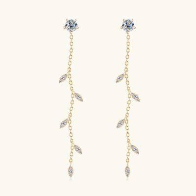 1.38 Carat Moissanite 925 Sterling Silver Leaf Earrings - Clothes For Her Online Store
