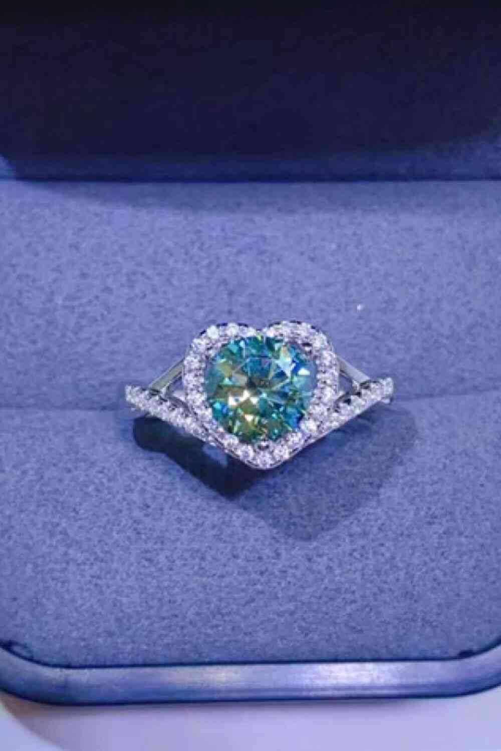 Adored 1 Carat Moissanite 925 Sterling Silver Heart Ring - Clothes For Her Online Store