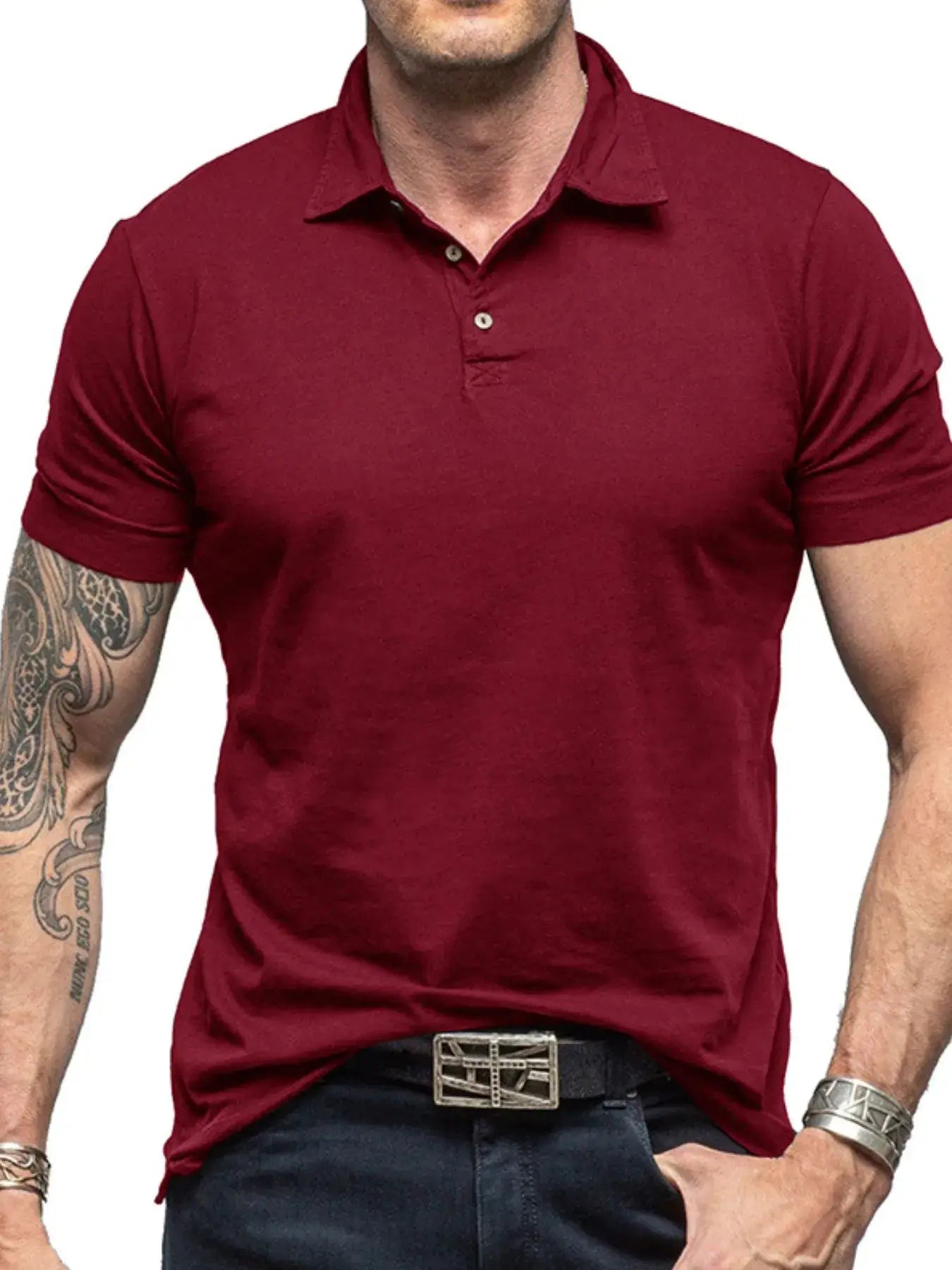 Men's Collared Neck Short Sleeve Polo Shirt