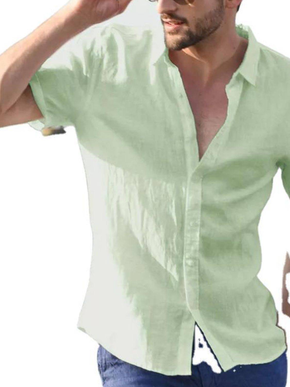 Men's Full Size Button Down Short Sleeve Shirt Plus Size - Clothes For Her Online Store
