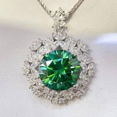 10 Carat Moissanite 925 Sterling Silver Pendant Necklace - Clothes For Her Online Store