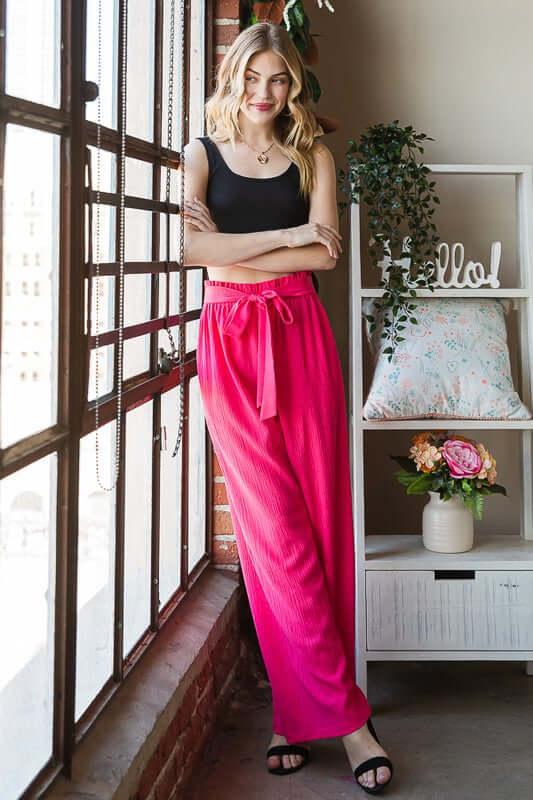 Heimish Full Size Front Tie Pants with Paperbag Waistband Plus Size - Clothes For Her Online Store