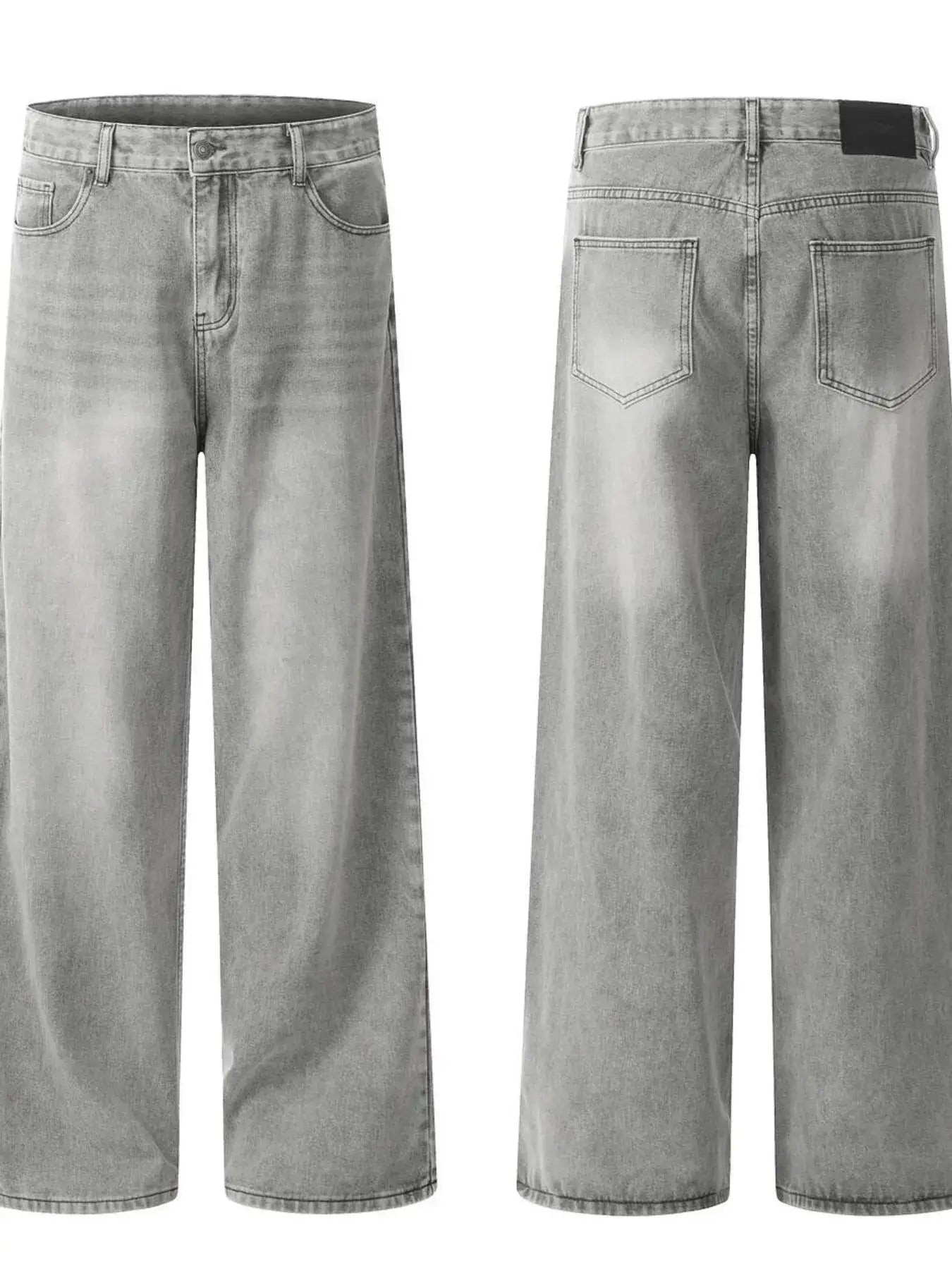 Men's High-Rise Wide Leg Washed Jeans