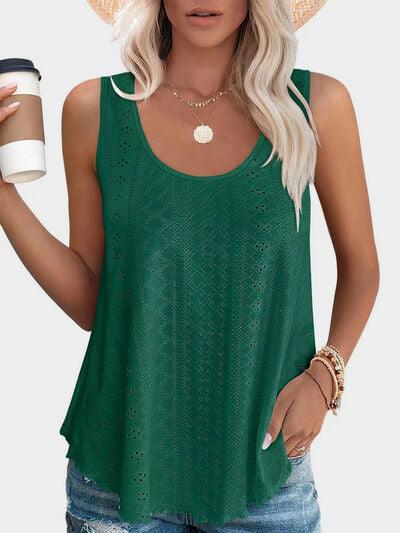 Florira Eyelet Round Neck Tank - Clothes For Her Online Store
