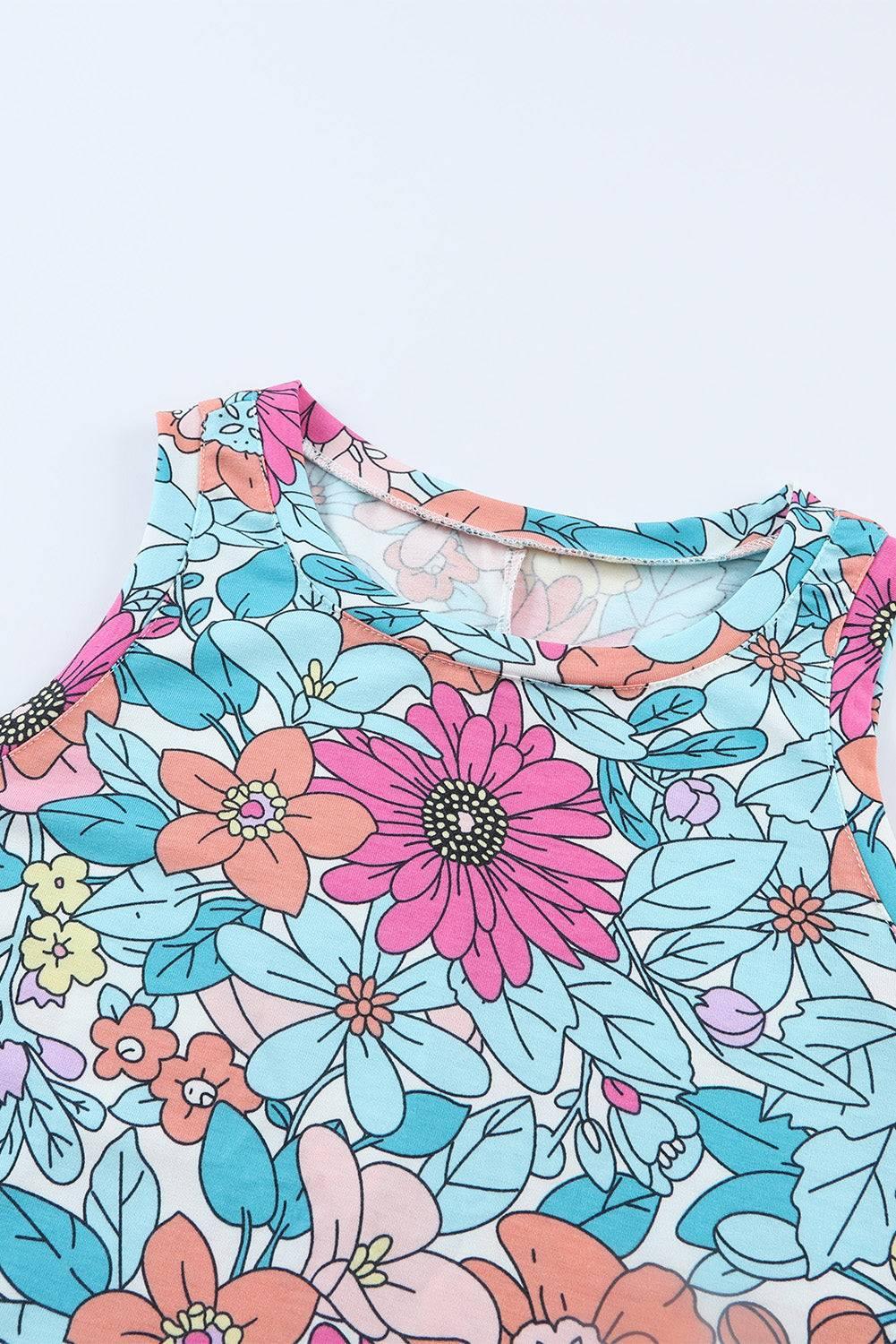 Floral Round Neck Sleeveless Dress - Clothes For Her Online Store