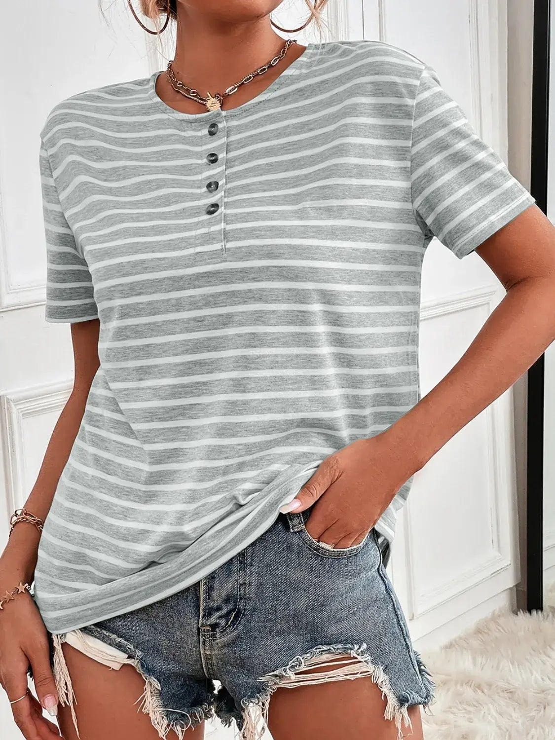 Striped Short Sleeve Top