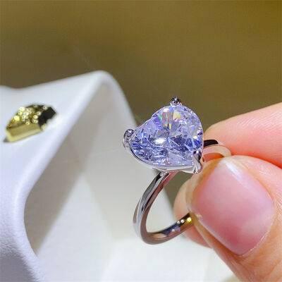 5 Carat 925 Sterling Silver Moissanite Heart Shape Ring - Clothes For Her Online Store