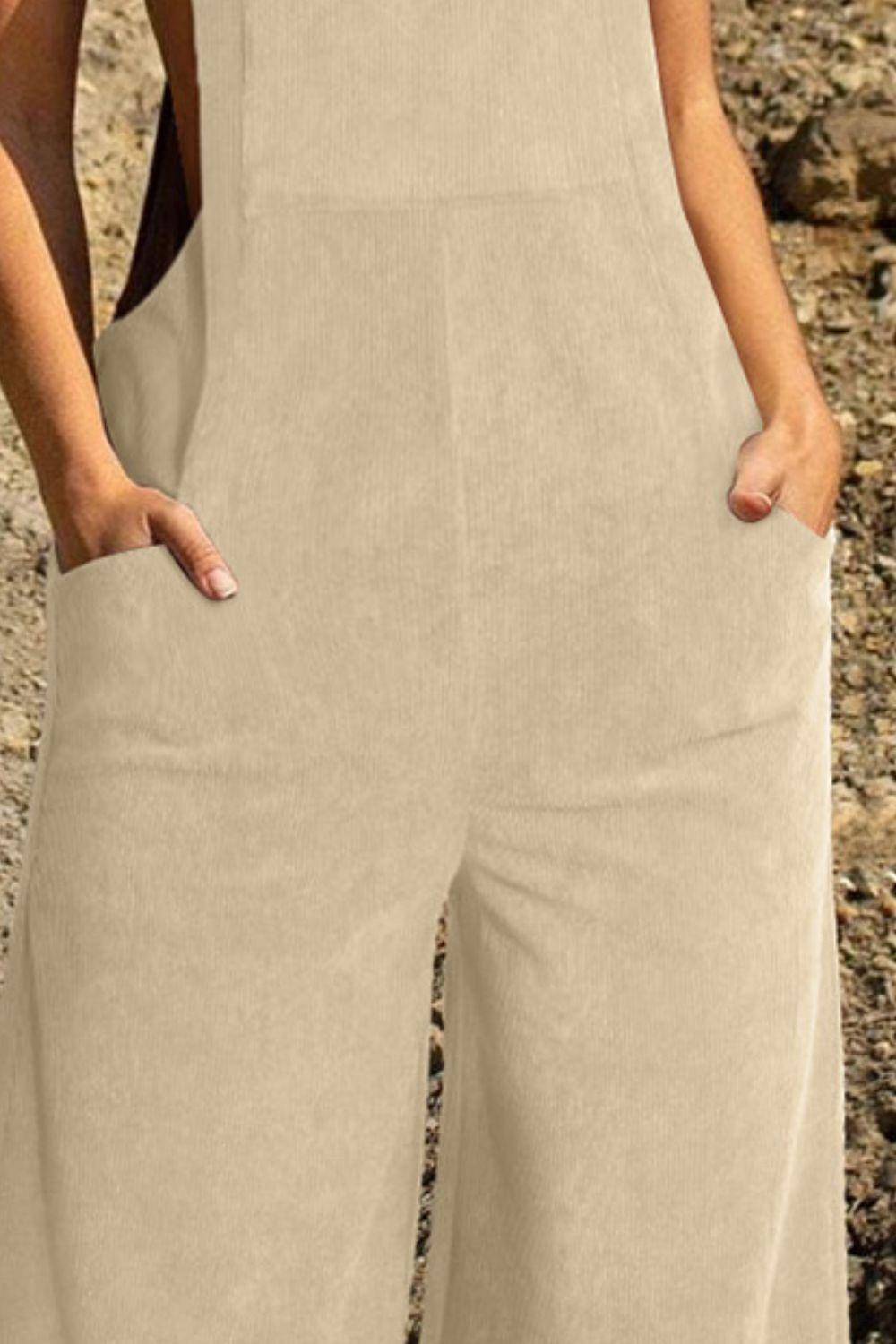 Pocketed Wide Leg Overall - Clothes For Her Online Store