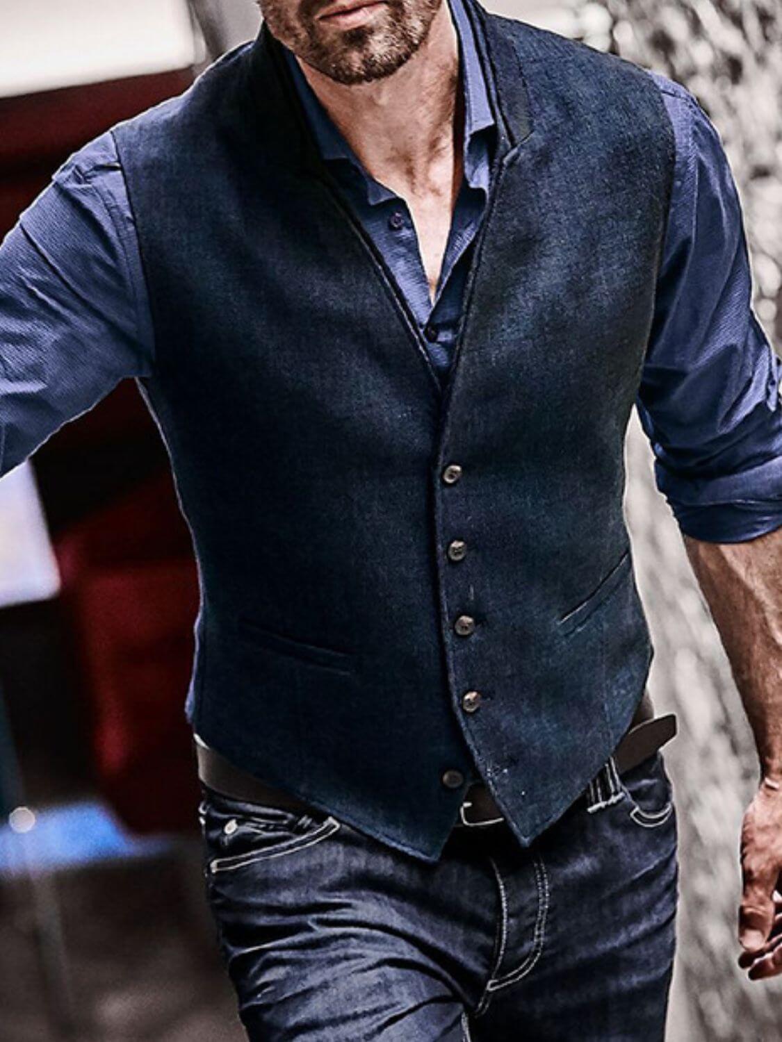 Men's Full Size Button Down Vest Plus Size - Clothes For Her Online Store