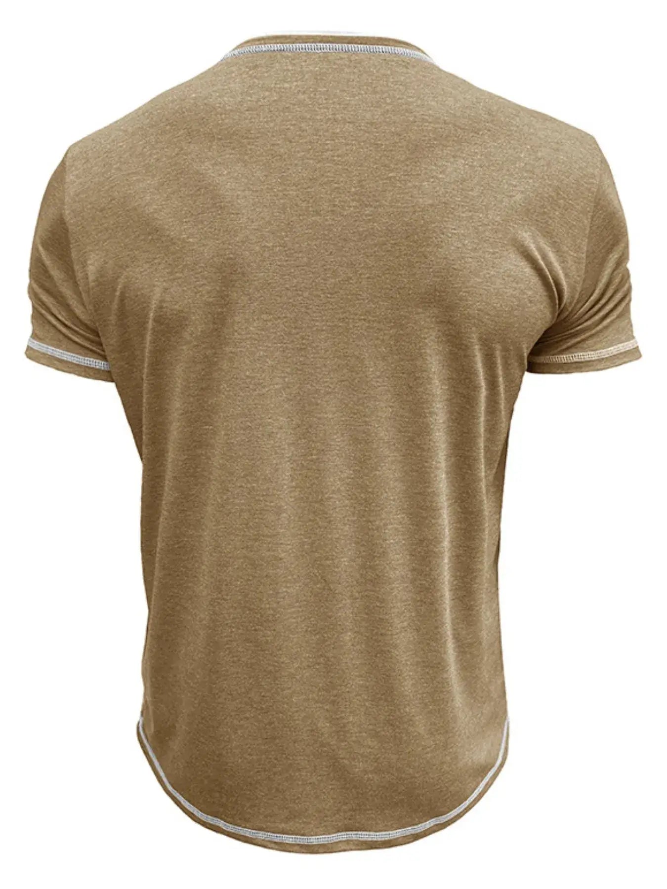Men's Casual Henley Polo Shirt with Contrast Trim