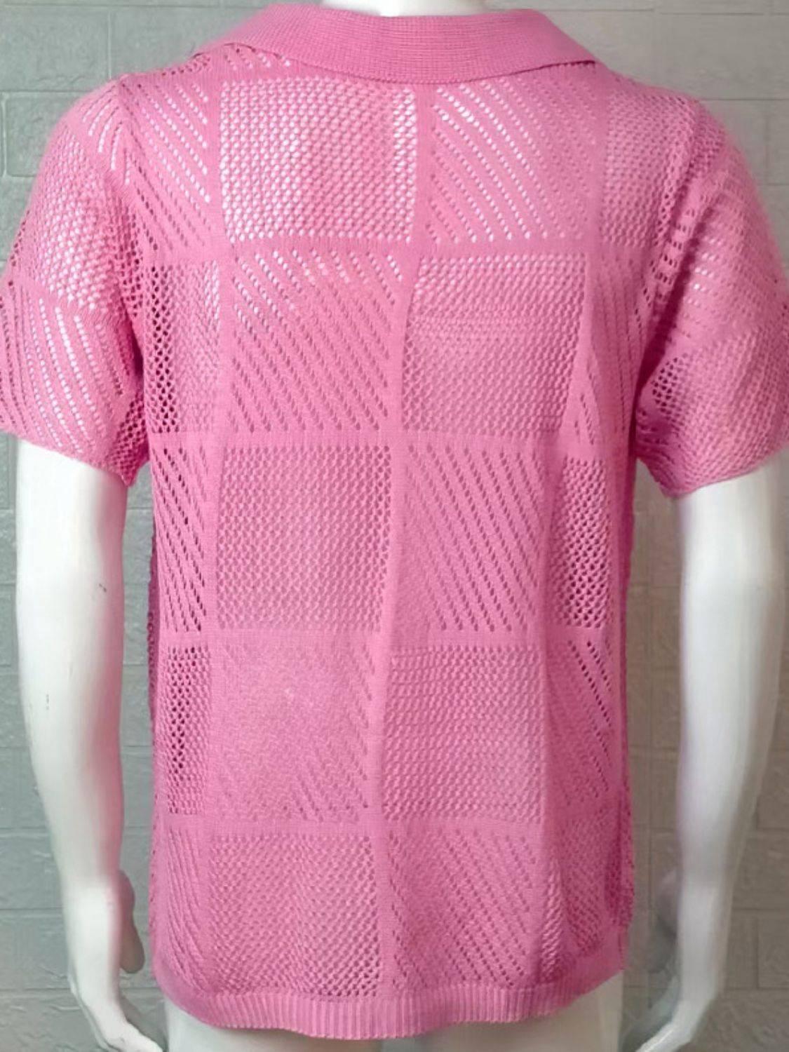 Men's Button Down Checkered Eyelet Shirt - Clothes For Her Online Store