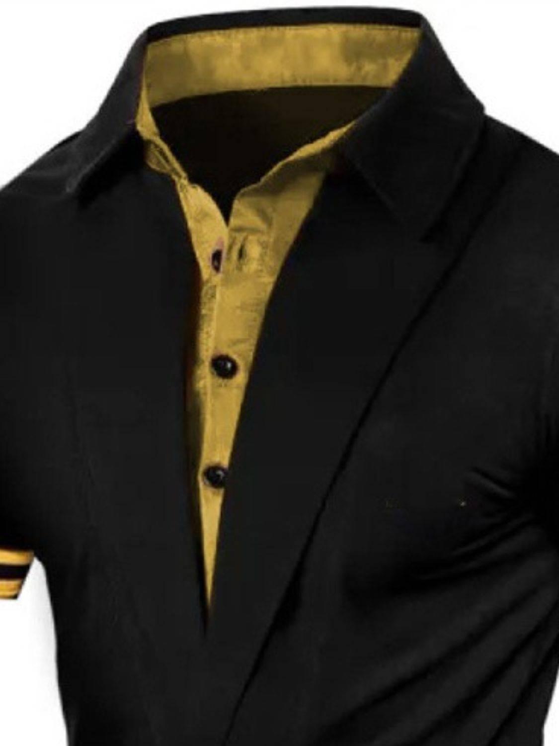 Men's Collared Neck Contrast Short Sleeve Polo - Clothes For Her Online Store