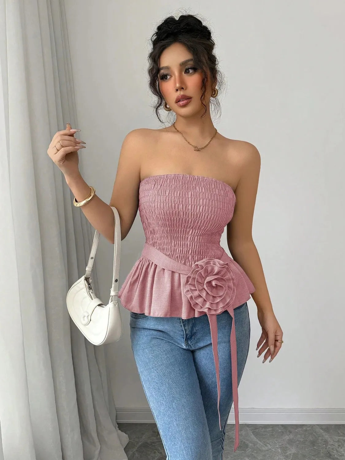 Flower Smocked Tube Top
