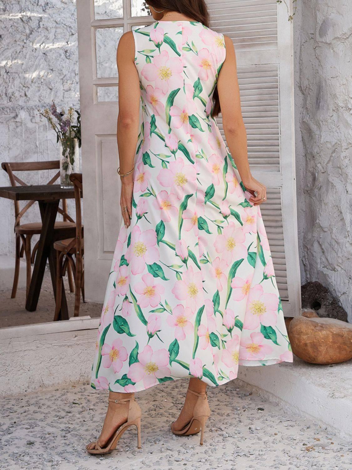 Devine Printed Sleeveless Maxi Dress - Clothes For Her Online Store