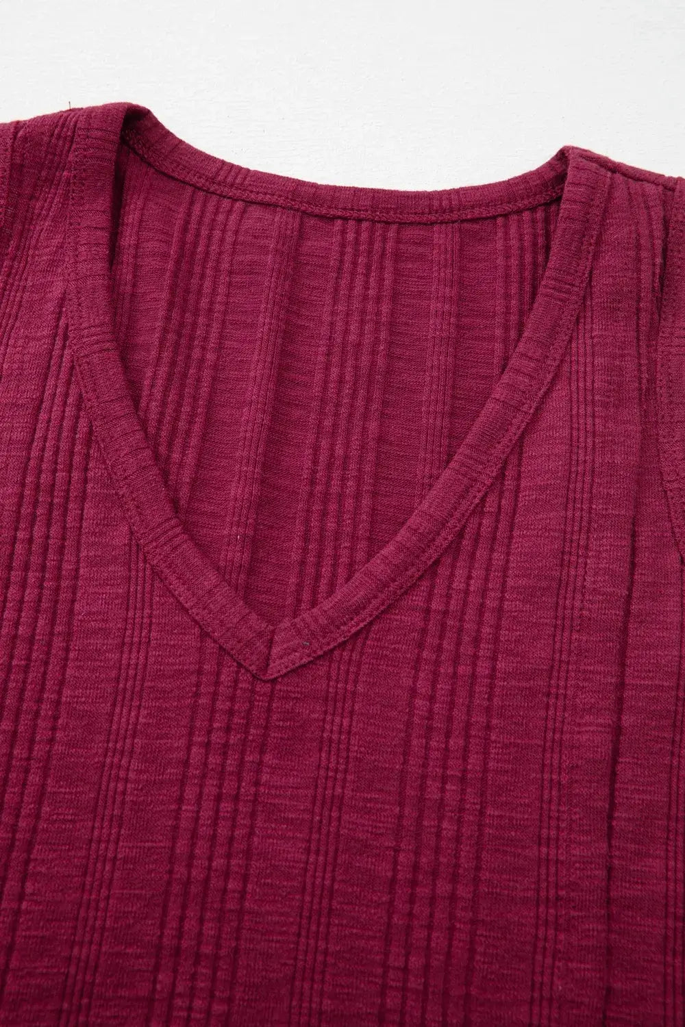Ribbed Textured Exposed Stitching Knit Tank Top