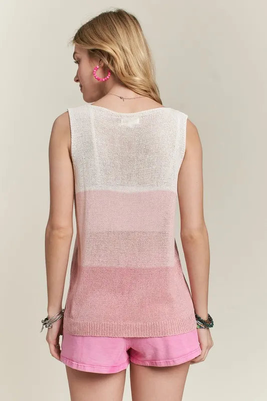 ADORA Color Block V Neck Tank Top