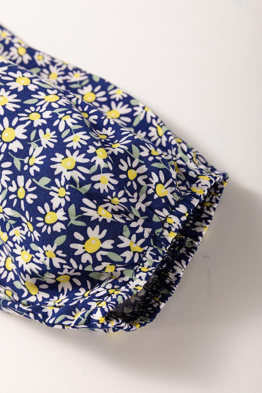 Floral Smocked Square Neck Blouse - Clothes For Her Online Store